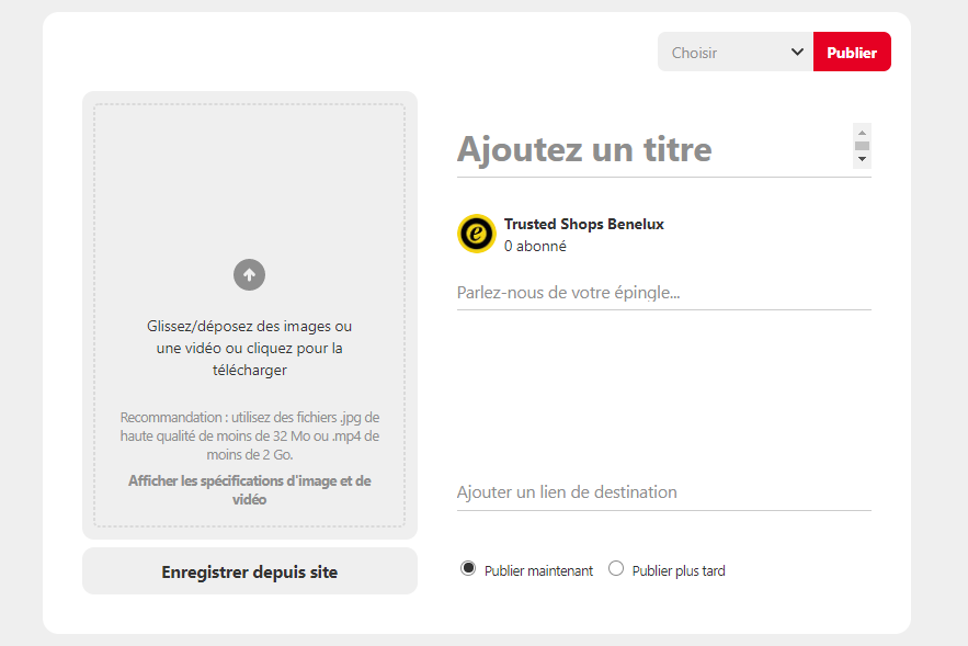 création épingle pinterest