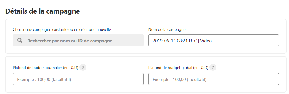 détail de la campagne Pinterest