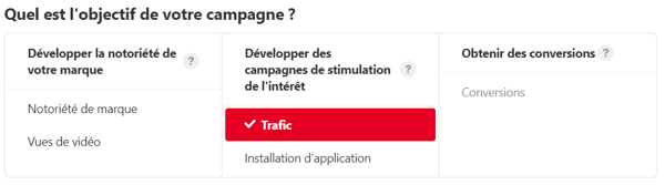 objectif de campagne pinterest