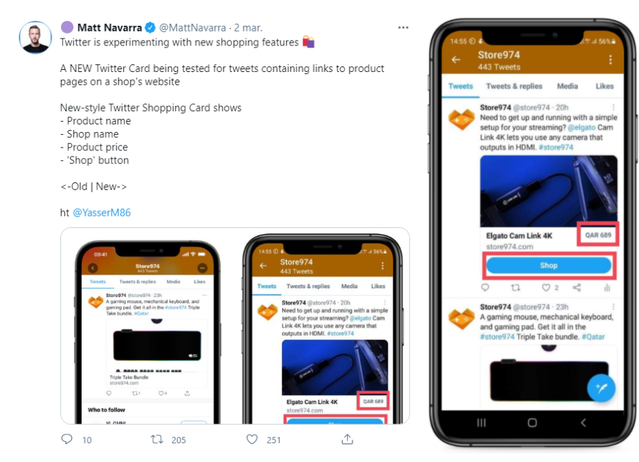 twitter botones de compra